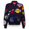 Jeff Hamilton NBA Collage Wool and Leather Jacket