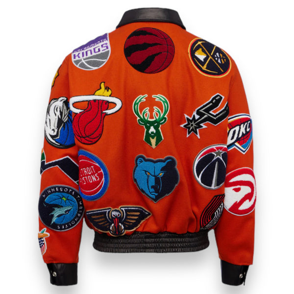 Jeff Hamilton NBA Collage Wool and Leather Jacket