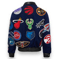Jeff Hamilton NBA Collage Wool and Leather Jacket