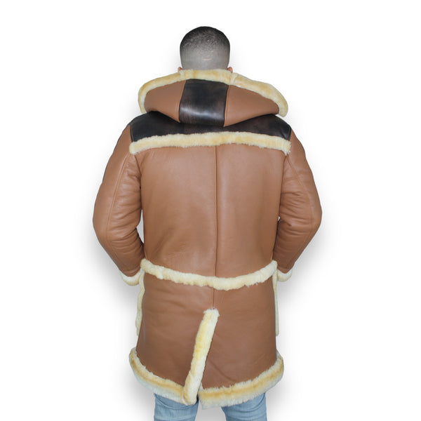 Brown Shearling with Hood and Pockets