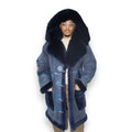 Navy Blue Shearling with Collar and Hood
