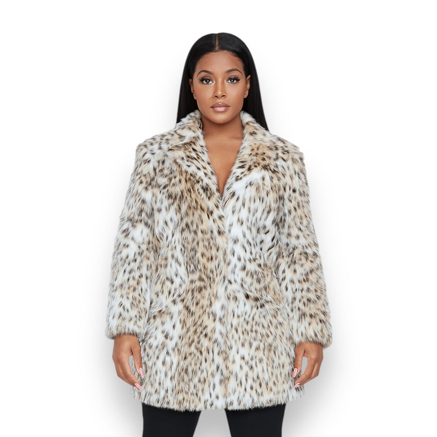 Faux Fur Leopard Print Parka
