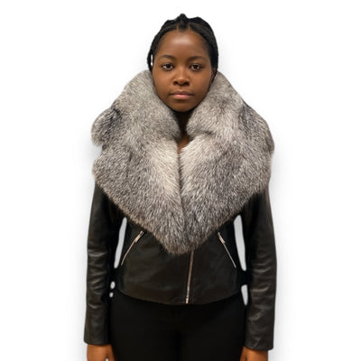 Basic Leather with Silver Fox Collar