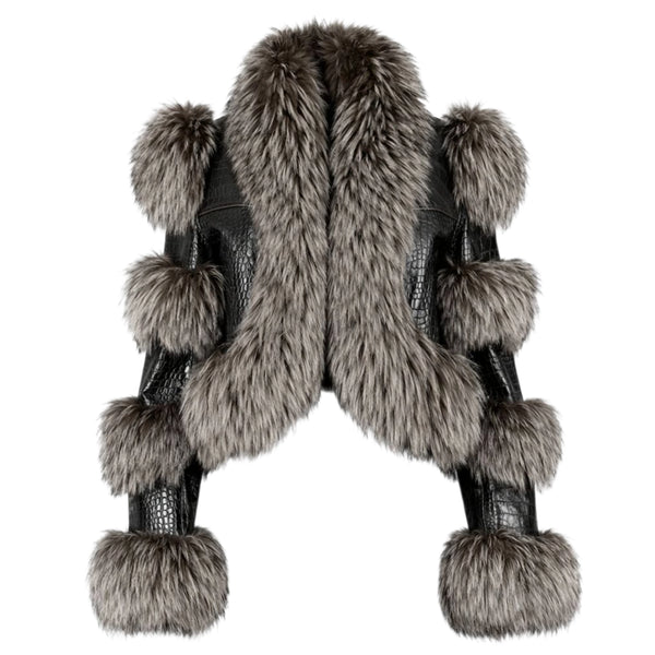 Fox with Snake Print Leather