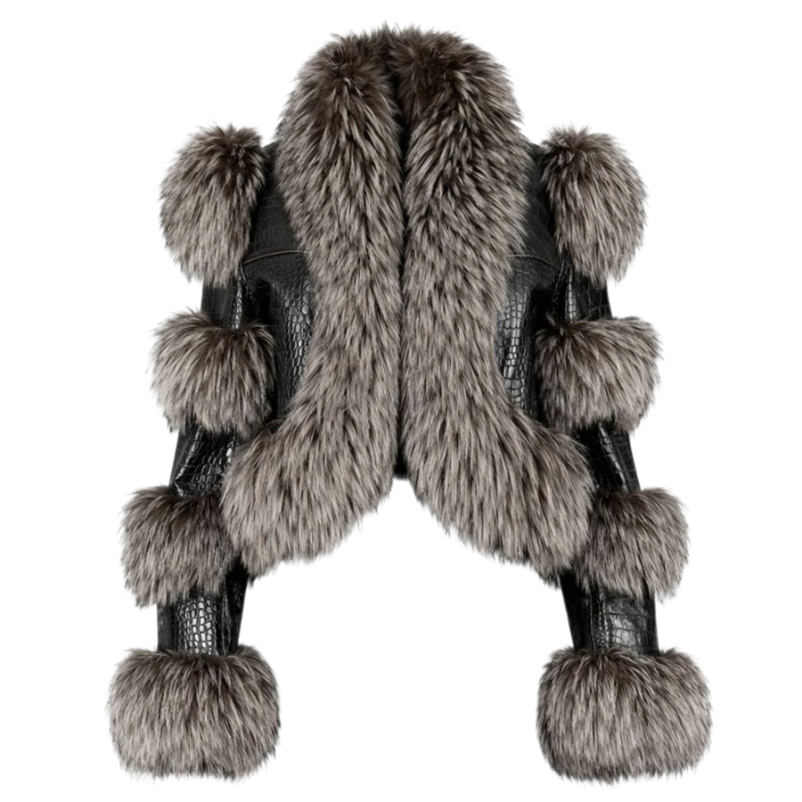 Fox with Snake Print Leather