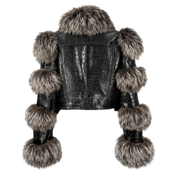 Fox with Snake Print Leather