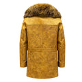 Cow Leather Peacoat with Fox Collar