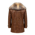 Cow Leather Peacoat with Fox Collar