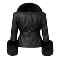 Leather with Fox Collar and Cuffs