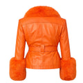Leather with Fox Collar and Cuffs