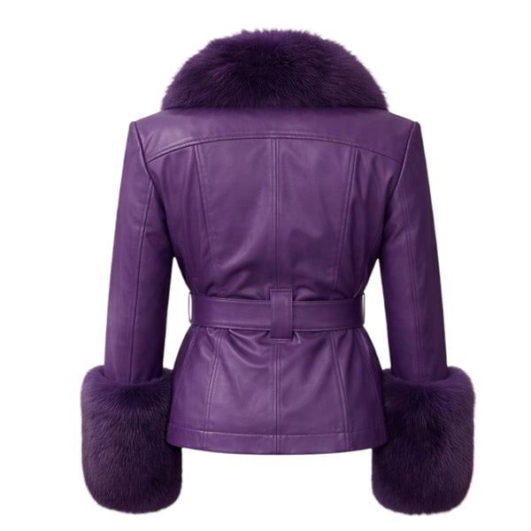 Leather with Fox Collar and Cuffs