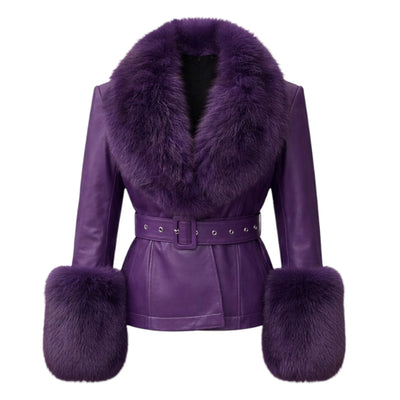 Leather with Fox Collar and Cuffs