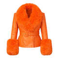Leather with Fox Collar and Cuffs