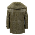 Cow Leather Peacoat with Fox Collar