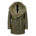 Cow Leather Peacoat with Fox Collar