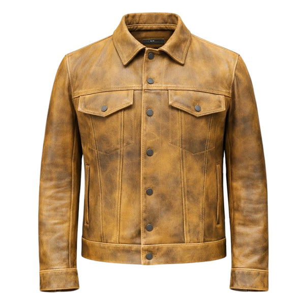Jean Stonewash Leather Jacket