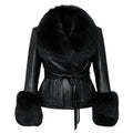 Leather with Fox Collar and Cuffs