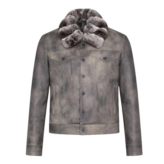 Jean Jacket with Chinchilla Collar