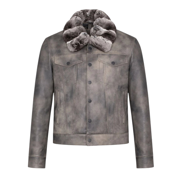 Jean Jacket with Chinchilla Collar