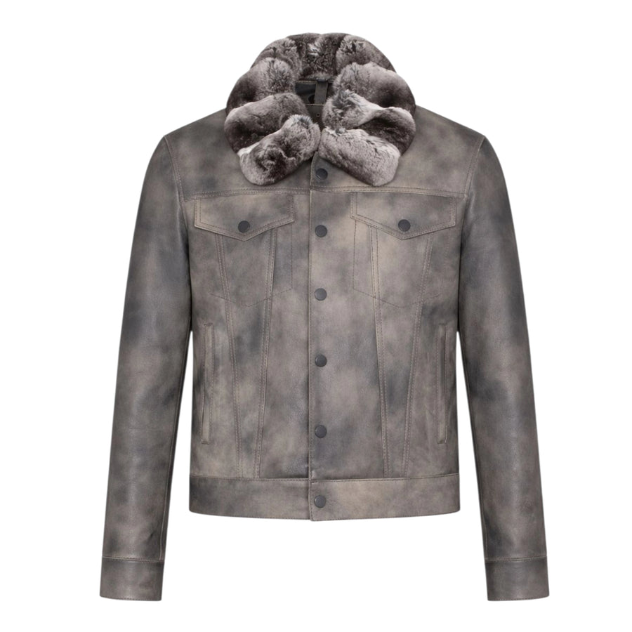 Jean Jacket with Chinchilla Collar