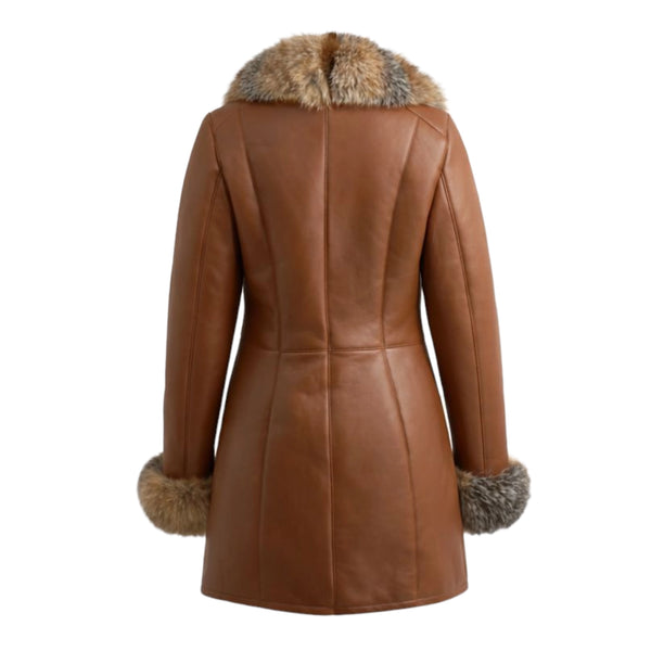 3/4 Shearling with Fox Trimming and Belt