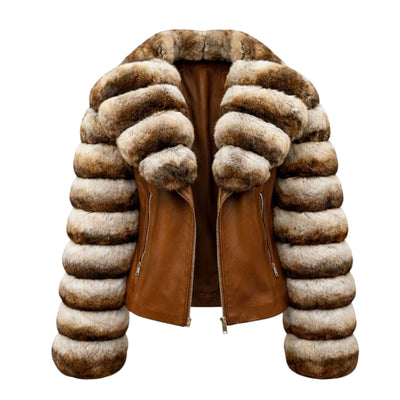 Chinchilla Coat with Leather and Collar