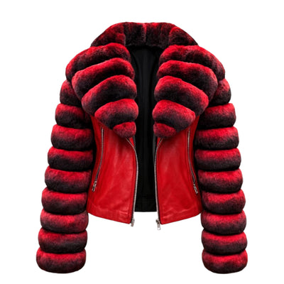 Chinchilla Coat with Leather and Collar