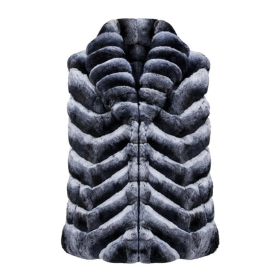 Waist Length Chinchilla Vest with Collar