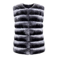 Collarless Waist Length Chinchilla Vest