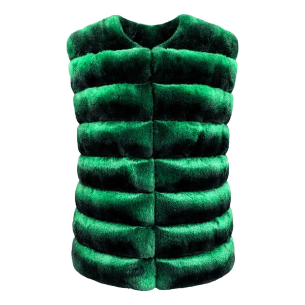 Collarless Waist Length Chinchilla Vest