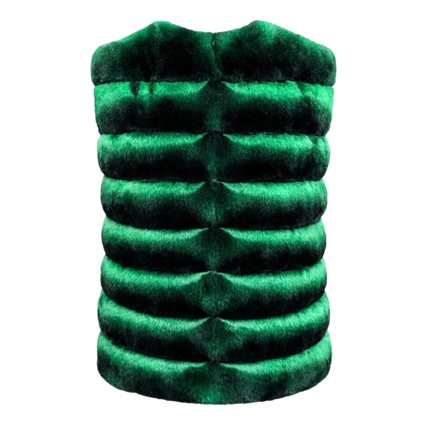 Collarless Waist Length Chinchilla Vest