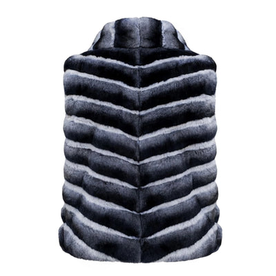 Waist Length Chinchilla Vest with Collar