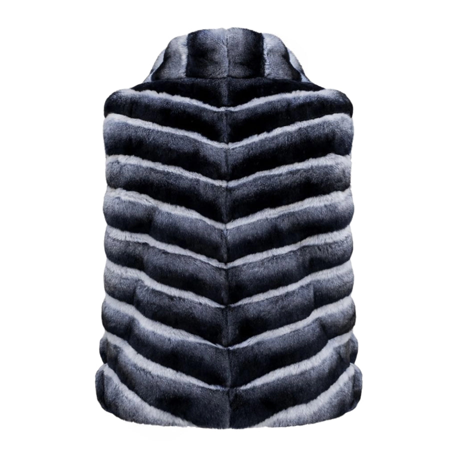 Waist Length Chinchilla Vest with Collar