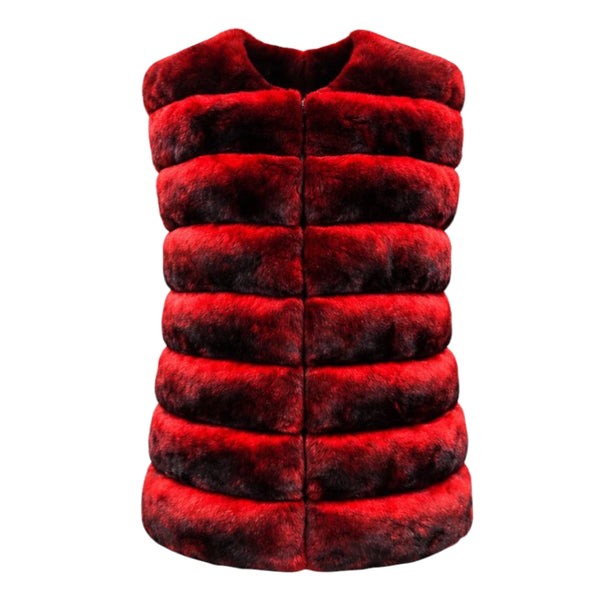 Collarless Waist Length Chinchilla Vest