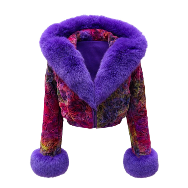 Cropped Persian Lamb Simon with Fox Collar