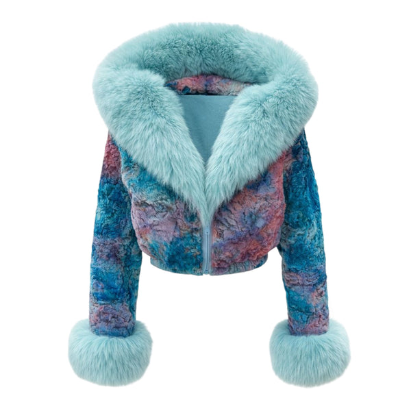 Cropped Persian Lamb Simon with Fox Collar