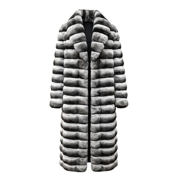 Women's Full Length Chinchilla Coat with Collar