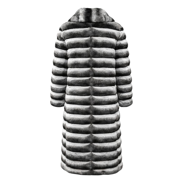 Women's Full Length Chinchilla Coat with Collar