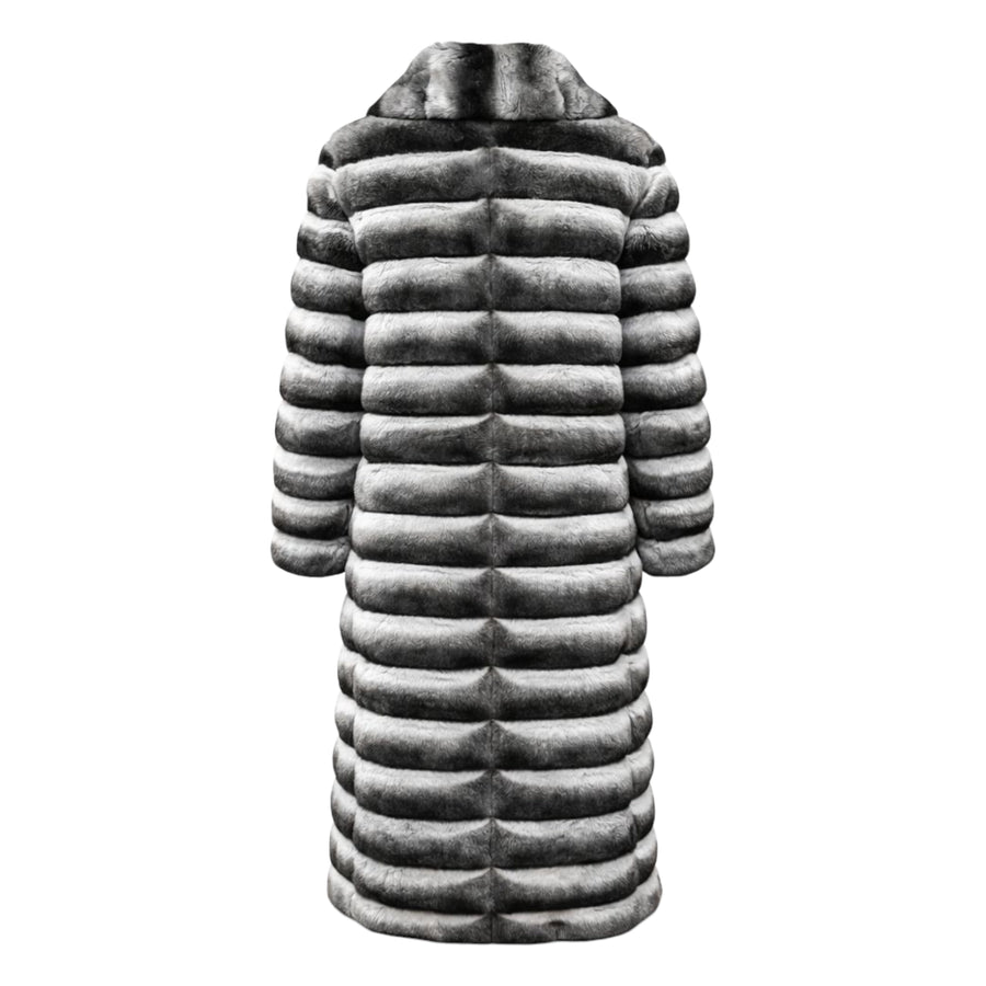 Women's Full Length Chinchilla Coat with Collar
