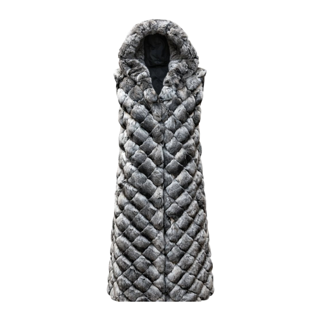 Full Length Diamond Cut Chinchilla Vest