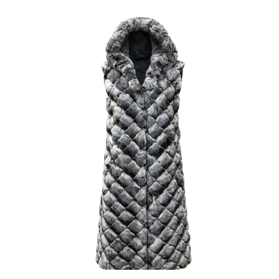 Full Length Diamond Cut Chinchilla Vest