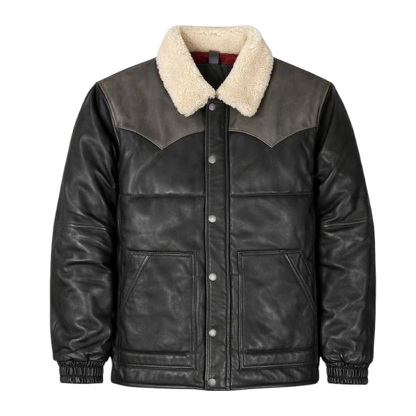 Aviator Bubble Leather Jacket