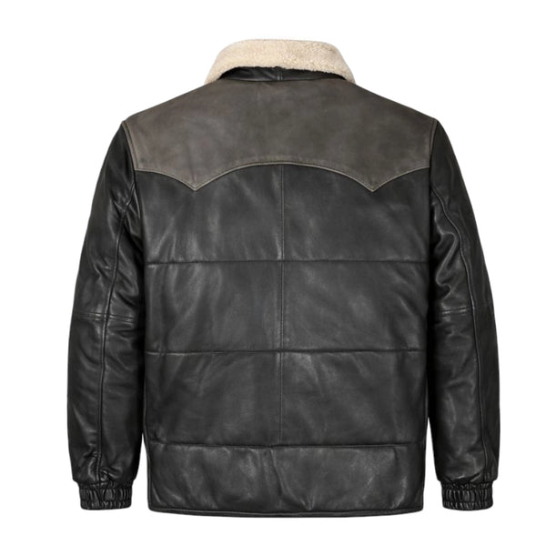Aviator Bubble Leather Jacket