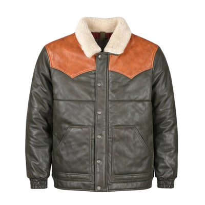 Aviator Bubble Leather Jacket