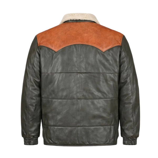 Aviator Bubble Leather Jacket