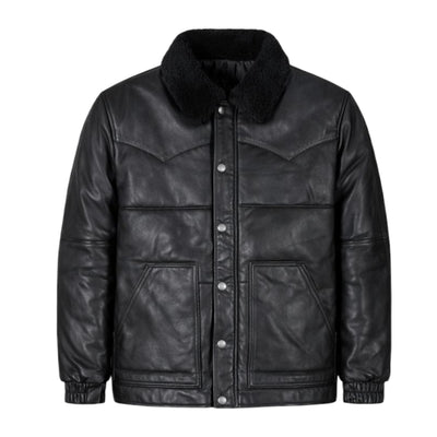 Aviator Bubble Leather Jacket