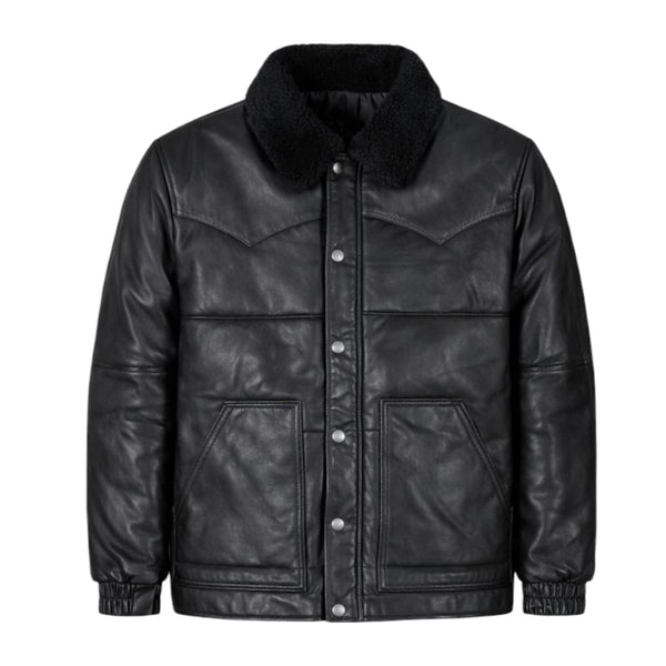 Aviator Bubble Leather Jacket