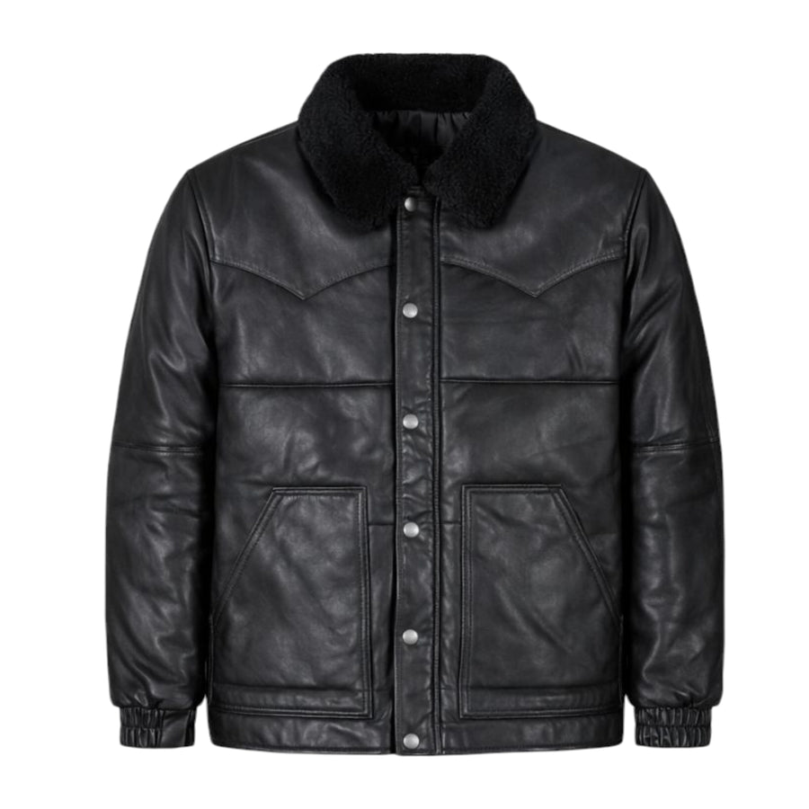 Aviator Bubble Leather Jacket