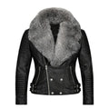 Women's Moto Jacket With Fox Collar