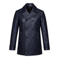 Double Breasted Leather Peacoat